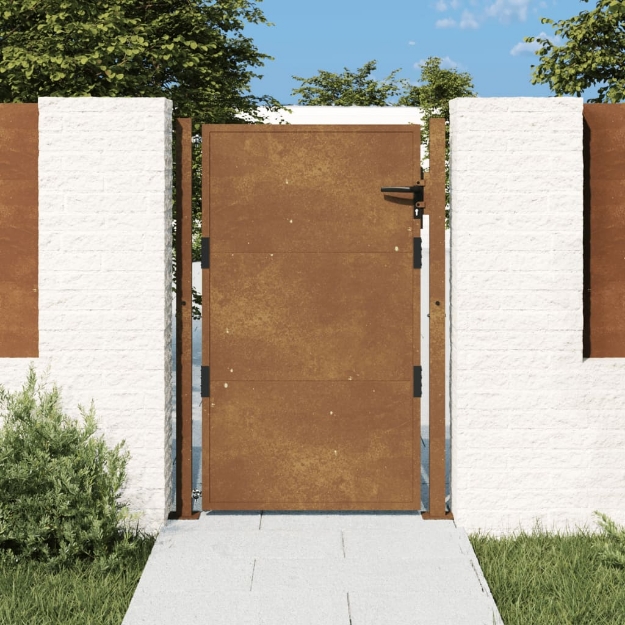 Cancello da Giardino 105x130 cm in Acciaio Corten