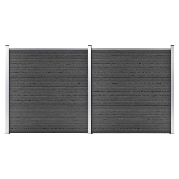 Set Pannelli di Recinzione in WPC 353x186 cm Nero