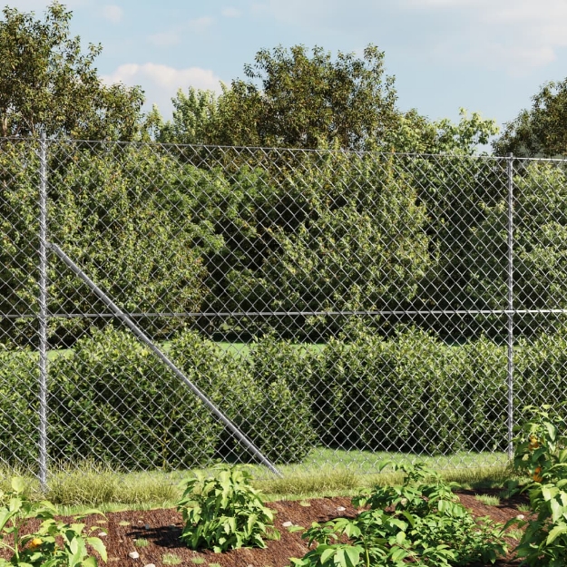 Recinzione a Rete con Picchetti Ancoraggio Argento 2,2x10 m