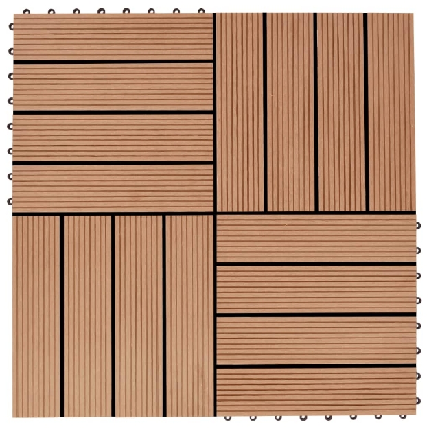 Piastrelle per Decking in WPC 11 pz 30x30cm 1mq Colore Teak