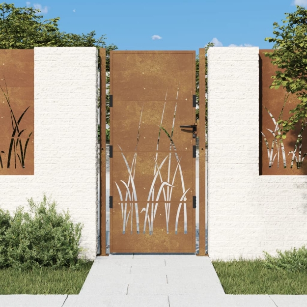 Cancello da Giardino 105x180 cm in Acciaio Corten Design Erba