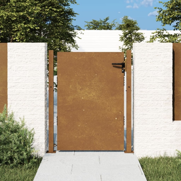 Cancello da Giardino 105x130 cm in Acciaio Corten