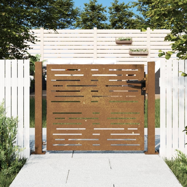 Cancello da Giardino 105x105 cm Acciaio Corten Design Quadrato