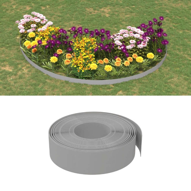 Bordature da Giardino 5 pz Grigie 10 m 15 cm in Polietilene