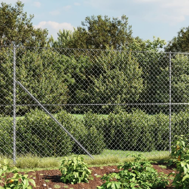 Recinzione a Rete con Picchetti Ancoraggio Argento 2,2x25 m