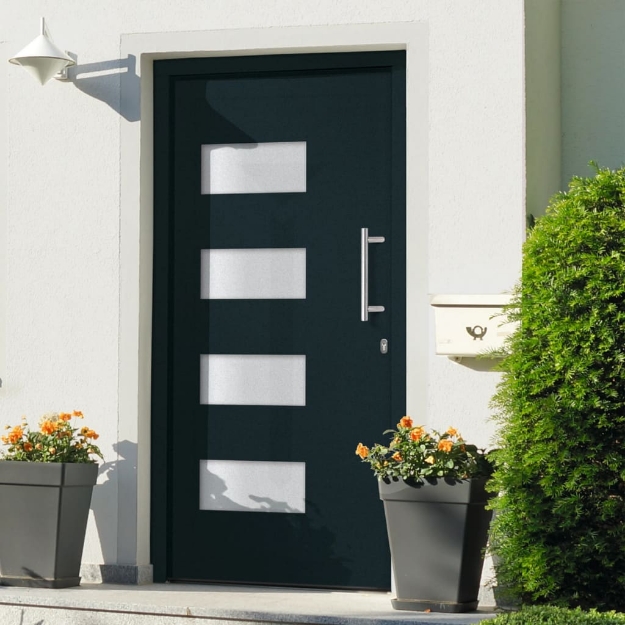 Porta d'Ingresso in Alluminio e PVC Antracite 100x210 cm