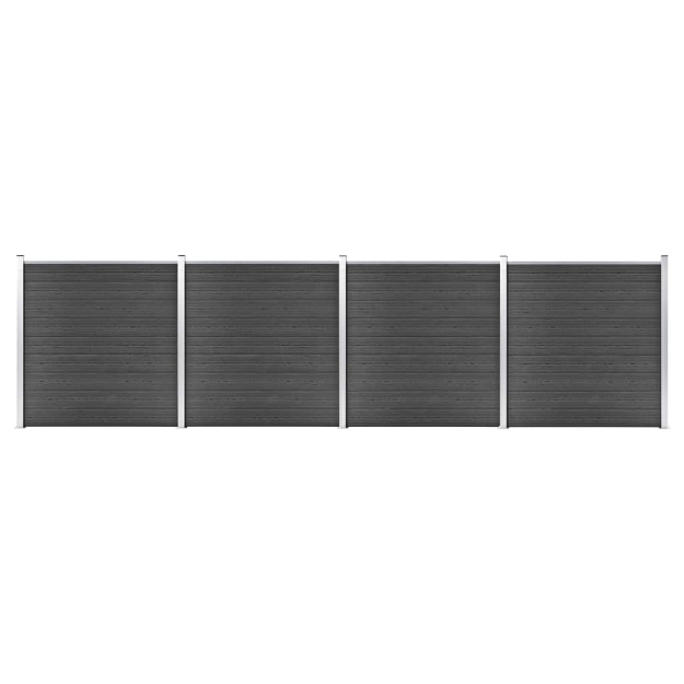 Set Pannelli di Recinzione in WPC 699x186 cm Nero