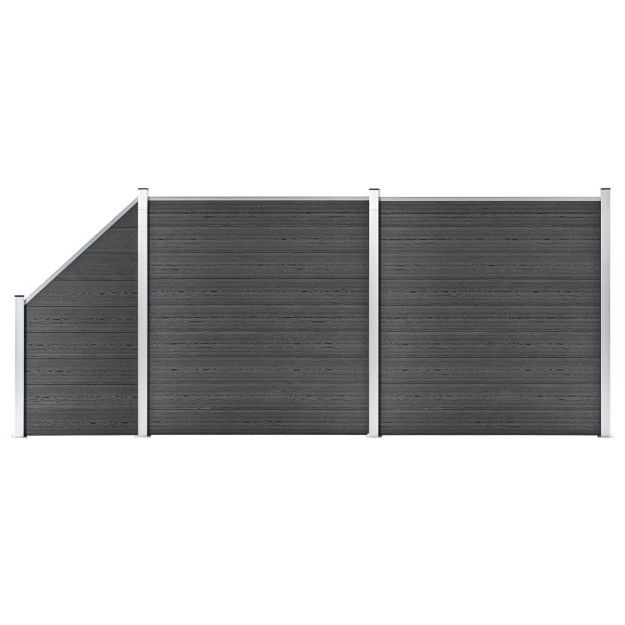 Set Pannelli di Recinzione in WPC 446x(105-186) cm Nero