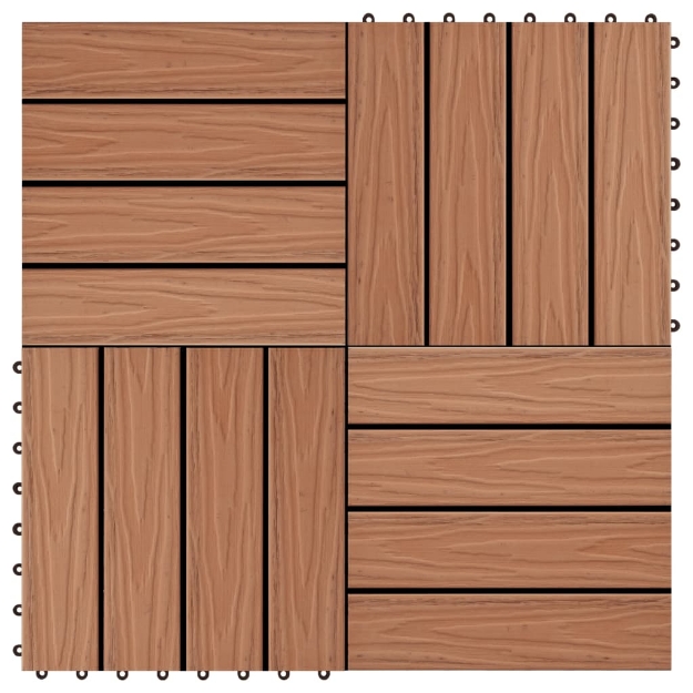 Piastrelle 11 pz Goffrature WPC 30x30 cm 1 mq Marrone Chiaro