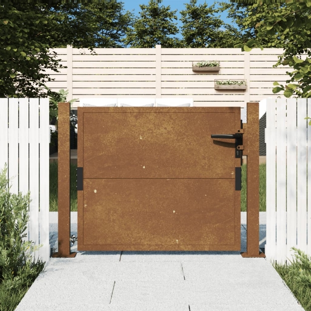 Cancello da Giardino 105x105 cm in Acciaio Corten