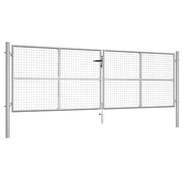 Cancello per Giardino in Acciaio Zincato 415x175cm Argento