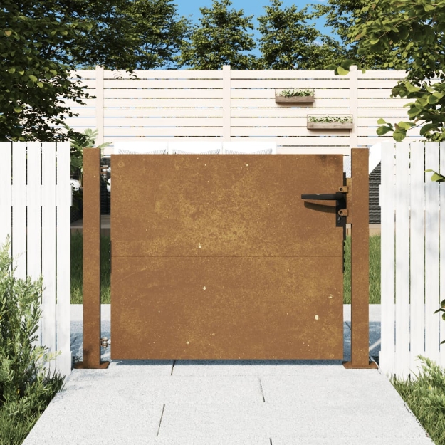 Cancello da Giardino 105x80 cm in Acciaio Corten