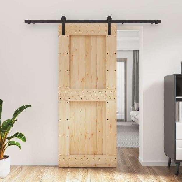 Porta Scorrevole con Set Hardware 85x210 cm Legno Massello Pino