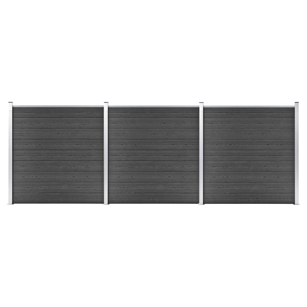 Set Pannelli di Recinzione in WPC 526x186 cm Nero