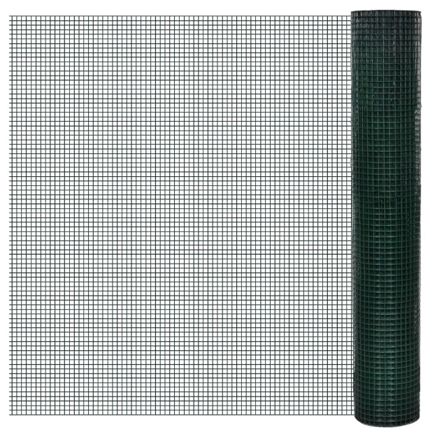 Recinzione in Rete per Pollaio Rivestita in PVC 25x1 m Verde