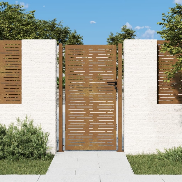 Cancello da Giardino 105x180 cm Acciaio Corten Design Quadrato