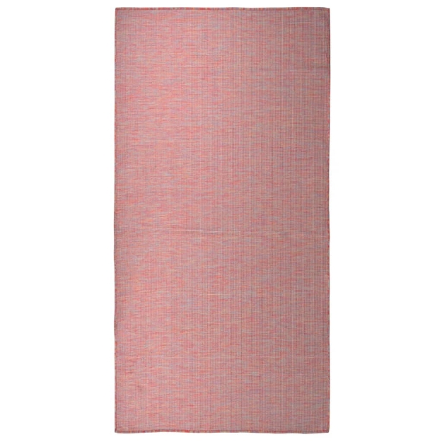 Tappeto da Esterni a Tessitura Piatta 100x200 cm Rosso