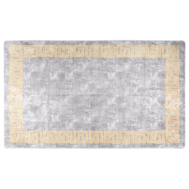 Tappeto Lavabile Grigio e Oro 150x230 cm Antiscivolo