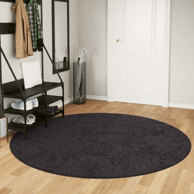 Tappeto Lavabile Antracite Ø 200 cm Antiscivolo