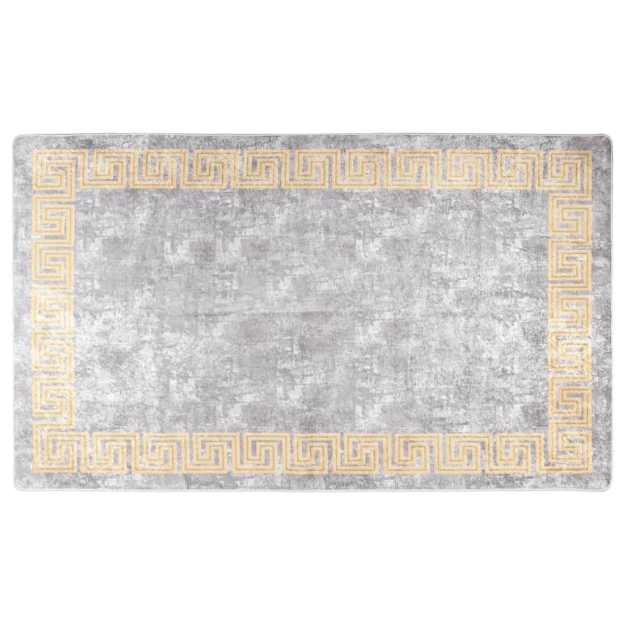 Tappeto Lavabile Grigio e Oro 120x170 cm Antiscivolo