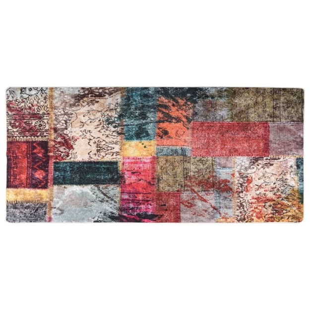 Tappeto Lavabile Patchwork 80x300 cm Multicolore Antiscivolo