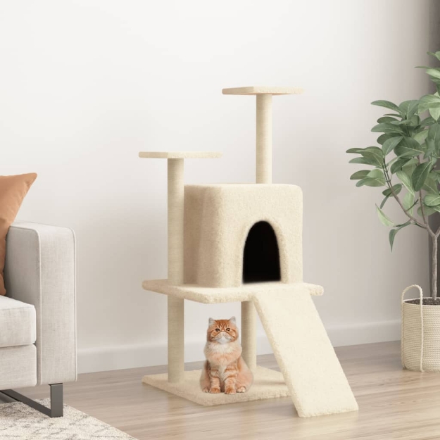 Albero per Gatti con Tiragraffi in Sisal Crema 110 cm