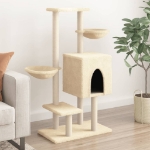 Albero per Gatti con Tiragraffi in Sisal Crema 117 cm