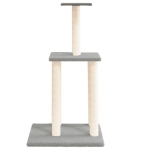 Albero per Gatti con Tiragraffi in Sisal Grigio Chiaro 85,5 cm