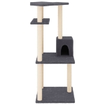 Albero per Gatti con Tiragraffi in Sisal Grigio Scuro 123 cm