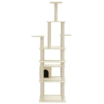 Albero per Gatti con Tiragraffi in Sisal Crema 183 cm