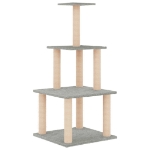 Albero per Gatti con Tiragraffi in Sisal Grigio Chiaro 111 cm