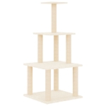 Albero per Gatti con Tiragraffi in Sisal Crema 111 cm