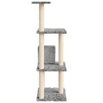 Albero per Gatti con Tiragraffi in Sisal Grigio Chiaro 119 cm