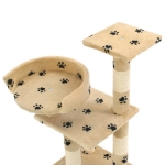 Albero per Gatti Tiragraffi in Sisal 65 cm Zampe Stampate Beige