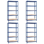 Scaffali a 5 Ripiani 4 pz Blu in Acciaio e Legno Multistrato