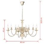 Lampadario Stile Antico Metallo Bianco 8 Lampadine E14