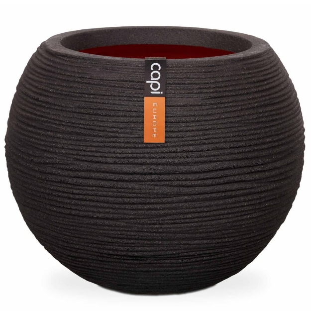 Capi Vaso a Sfera Nature Rib 40x32 cm Nero KBLR270