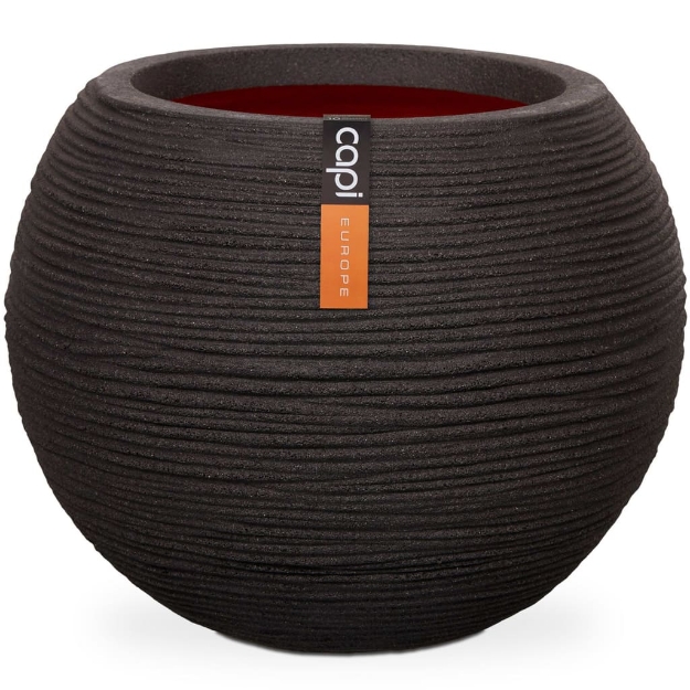 Capi Vaso a Sfera Nature Rib 62x48 cm Nero KBLR271