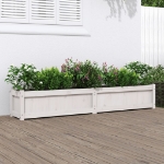 Fioriera da Giardino Bianca 180x31x31 cm Legno Massello di Pino