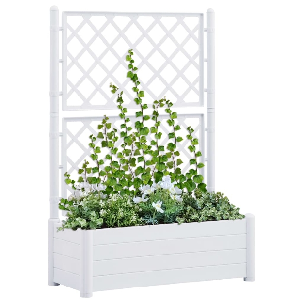 Fioriera da Giardino con Graticcio 100x43x142 cm PP Bianco