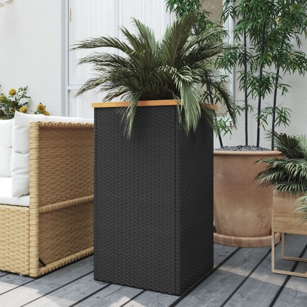 Fioriera Nera 40x40x80 cm in Polyrattan