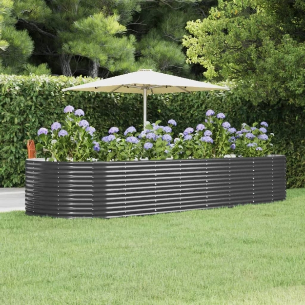 Letto Giardino Acciaio Vernice a Polvere 367x140x68cm Antracite