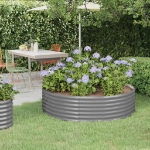 Letto Giardino Acciaio Verniciato a Polvere 140x140x36cm Grigio