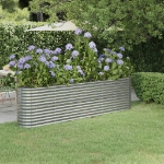 Letto Giardino Acciaio Verniciato a Polvere 260x40x68cm Argento