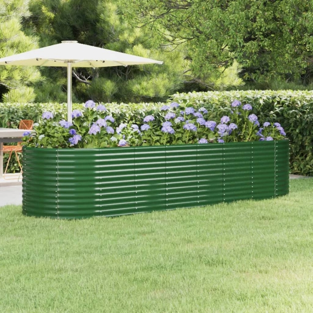 Letto Giardino Acciaio Verniciato a Polvere 322x100x68 cm Verde