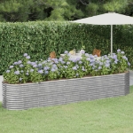 Letto Giardino Acciaio Verniciato a Polvere 368x80x68cm Argento