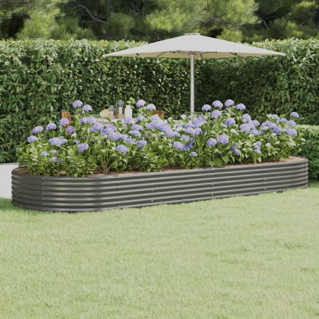 Letto Giardino Acciaio Verniciato a Polvere 373x140x36cm Grigio