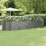 Letto Giardino Acciaio Verniciato a Polvere 396x100x68cm Grigio