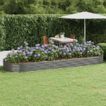 Letto Giardino Acciaio Verniciato a Polvere 450x140x36cm Grigio