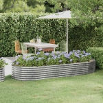 Letto Giardino Acciaio Verniciato Polvere 249x100x36cm Argento